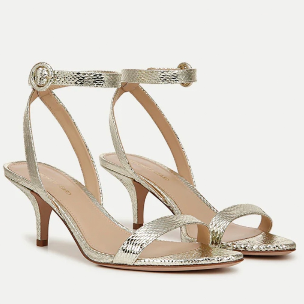 Veronica Beard Darcelle Metallic Ankle-Strap Sandals Size 6